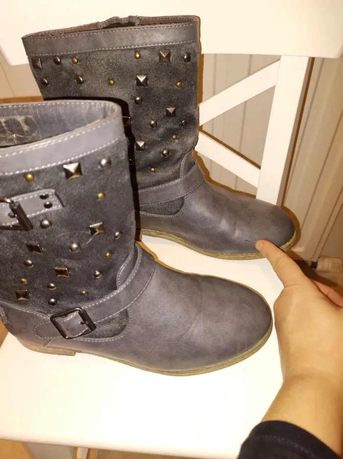 Bottines femme T37 grises - photo numéro 4