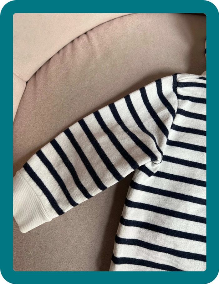 Sweat zippé à capuche marinière 12 mois - Petit Bateau - photo numéro 7