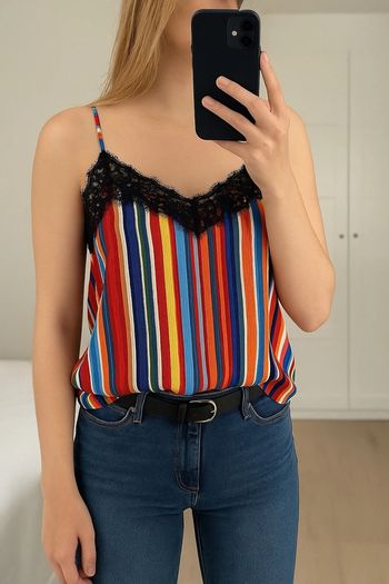 Débardeur coloré à rayures multicolores – Zara Trafaluc – Taille L