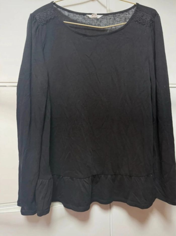 T-shirt manche longue blouse noir Springfield taille l