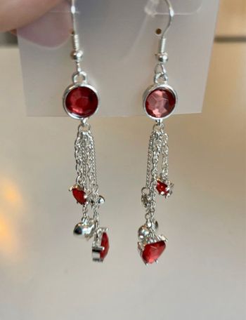 Boucles d’oreille fantaisie « argent rouge »