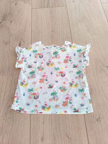 T-shirt fille exotique blanc DPAM - Taille 18 mois 80cm