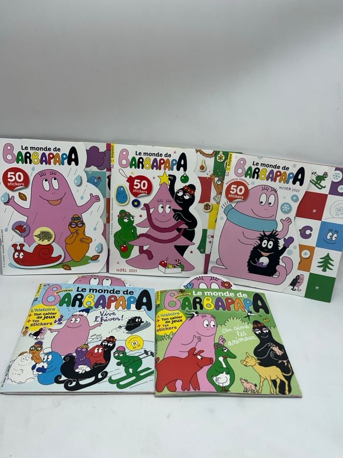 Lot de 5 magazines Livres d'activités Barbapapa gommettes stickers - photo numéro 1