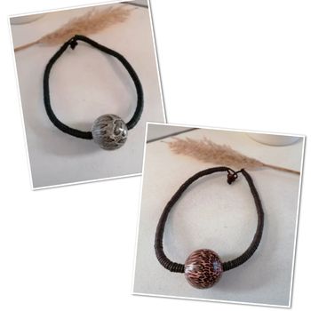 Lot de 2 colliers boules léopard et zebré