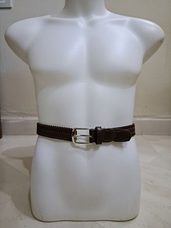 ceinture marron en toile tressée et boucle argentée long 100 cm larg 2,5 cm Mixte Neuve
