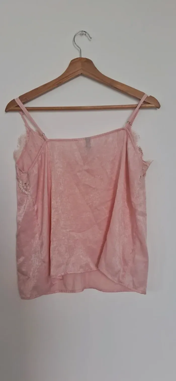 Caraco bohème chic rose effet soie – dentelle délicate - photo numéro 6