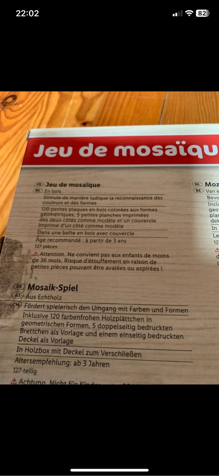 Jeu de mosaïque en bois - photo numéro 2
