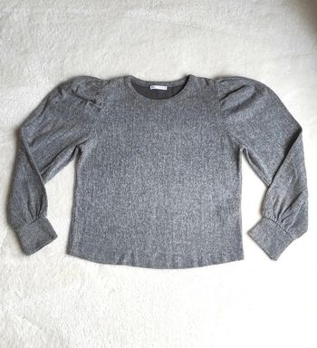 Pull Zara M manches longues bouffantes gris
