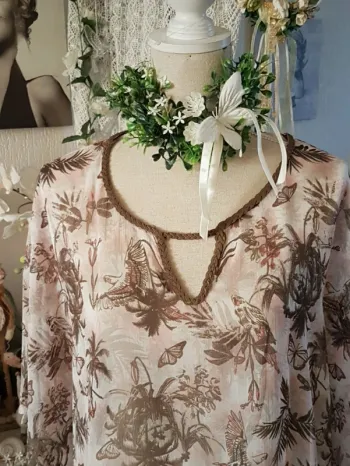 Haut blouse voile kaki /marron Gémo Taille XXL Neuf