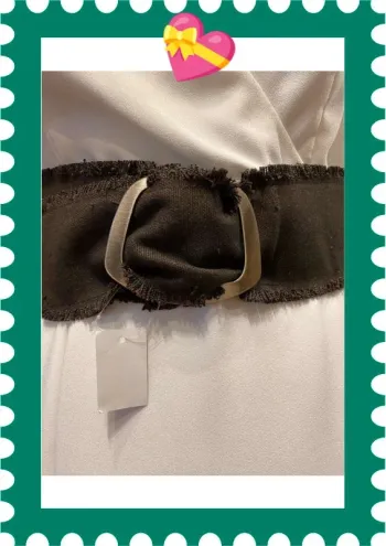 Ceinture coton marron frange 85 cm