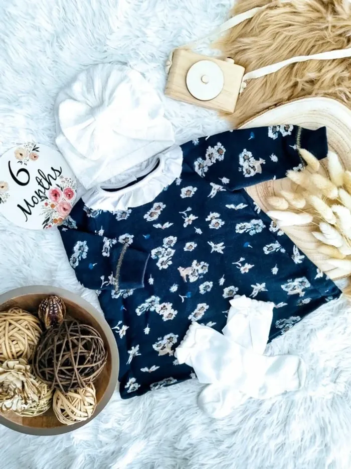 Robe pull col claudine+turban et chaussettes hautes petit bateau 6 mois 🎀 - photo numéro 2