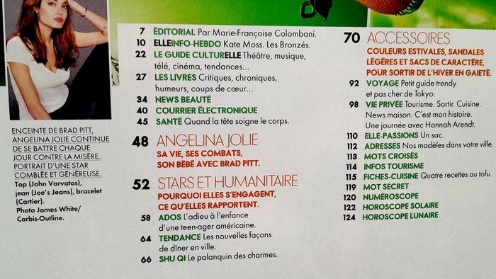 Magazine Elle n°3135 janvier 2006 spécial Angelina Jolie - photo numéro 4