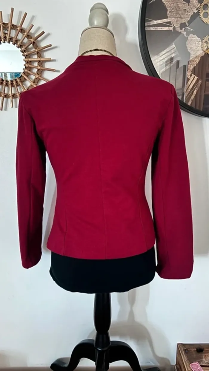 💕 blazer bordeaux cintré en tissus taille 36 s #madeinitaly - photo numéro 4
