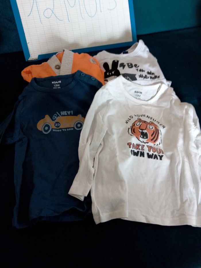 Lot 5 t-shirt manches longues 12mois bebe - photo numéro 3