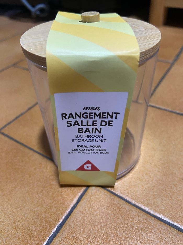 Boite de coton transparent plastique et bois neuve - photo numéro 1