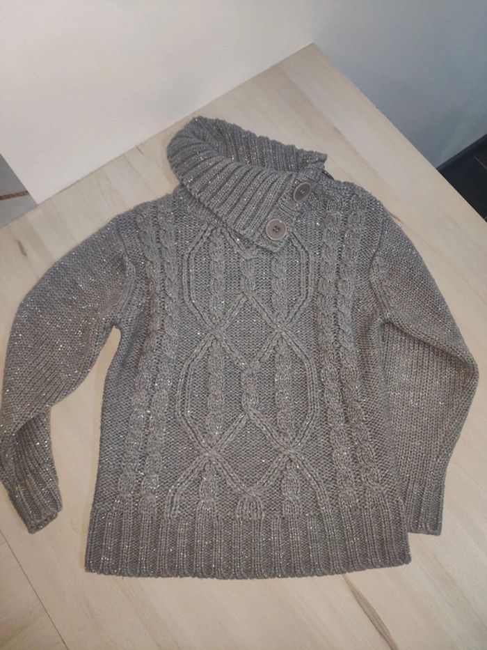 Pull col roulé gris avec filaments brillants 5 ans maille - photo numéro 6