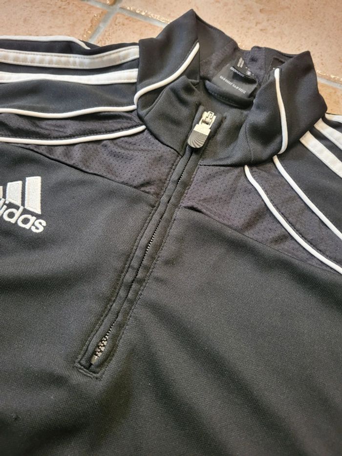 Quart zip sport Adidas noir logo brodé - M~L - photo numéro 8