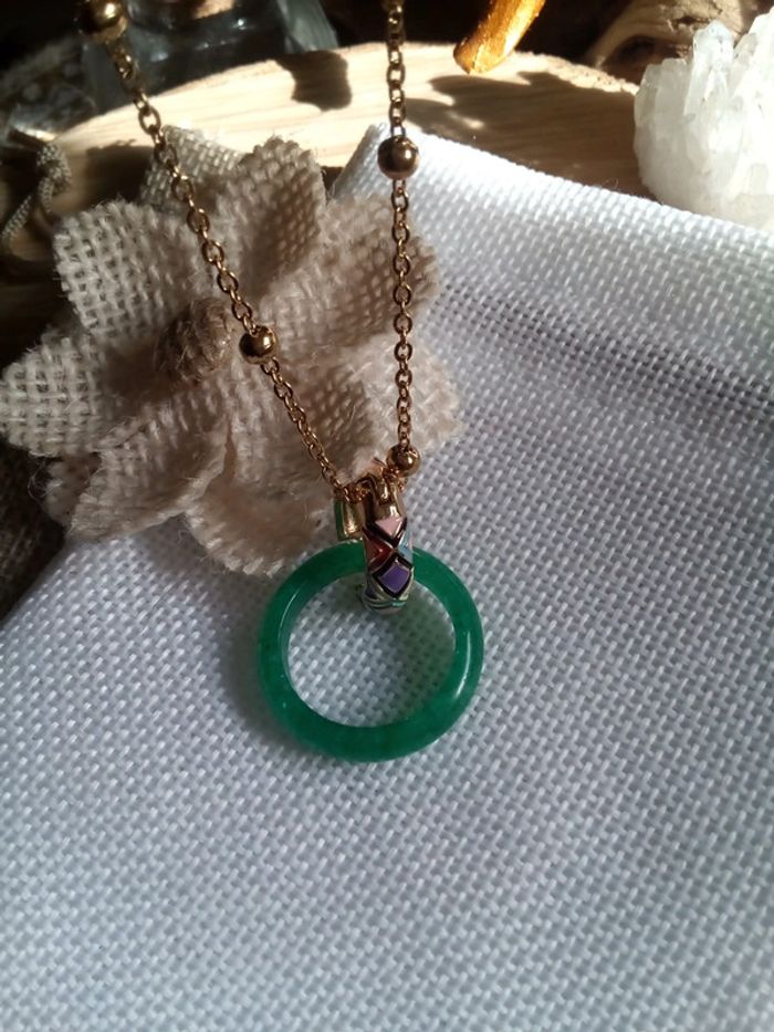 Collier anneau pierre agate verte - photo numéro 6