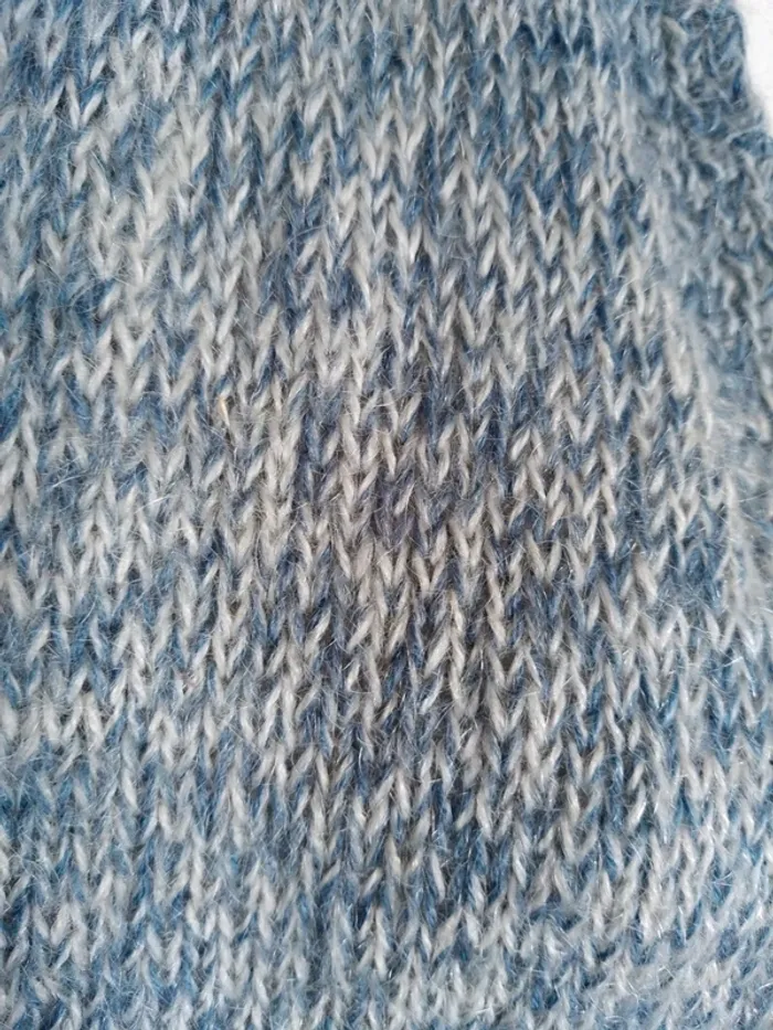 Gilet cardigan boléro fait main chiné gris grey bleu blue - photo numéro 3