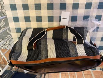 Sac fourre-tout vintage à rayures en nylon pour femmes