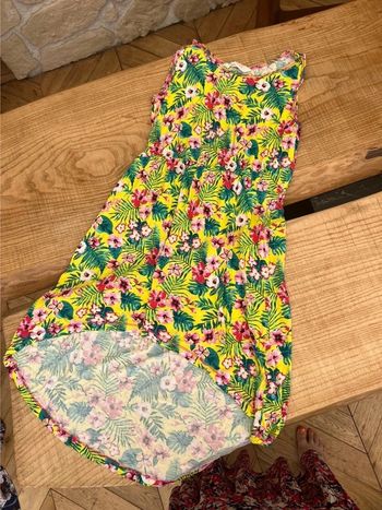Robe longue H&M 10-12 ans 10 11 12 jaune tropicale fleurs été fille