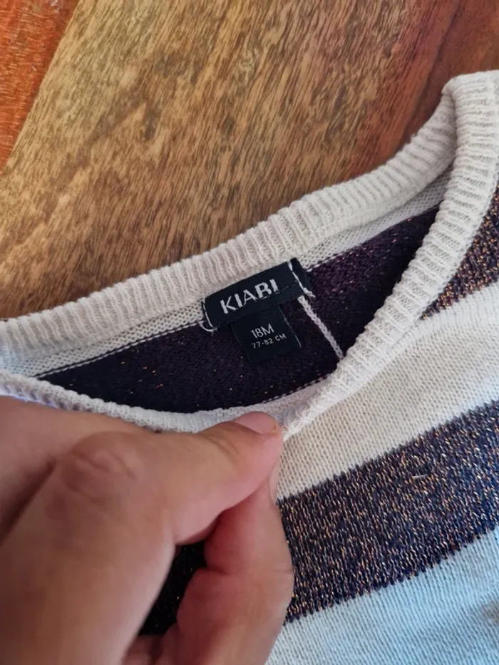 Pull fin à rayures pailleté détail dos boutons 18 mois - photo numéro 3
