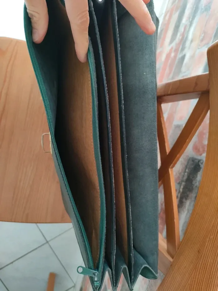 Cartable cuir vert Andréa Santini - photo numéro 4