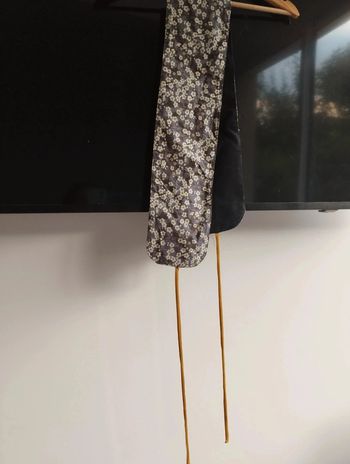 Ceinture cousue main en liberty mitsi gris et moitarde