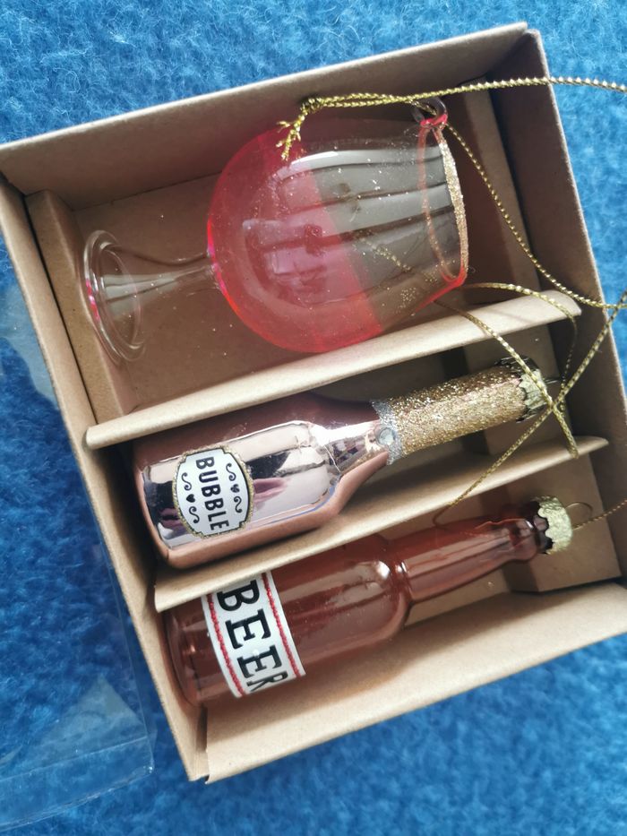 Décorations de Noel en verre thème apéro