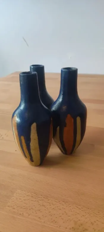 Vase triple en grès flammé art déco