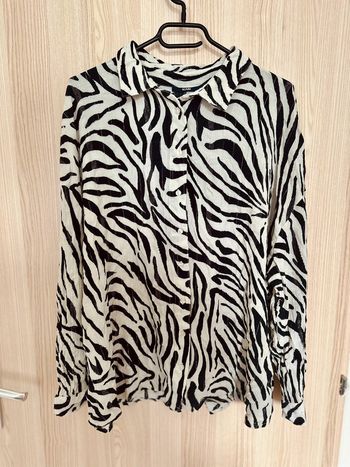 Chemise fluide manches longues zébrée noir blanc taille XXL 50/52 Kiabi
