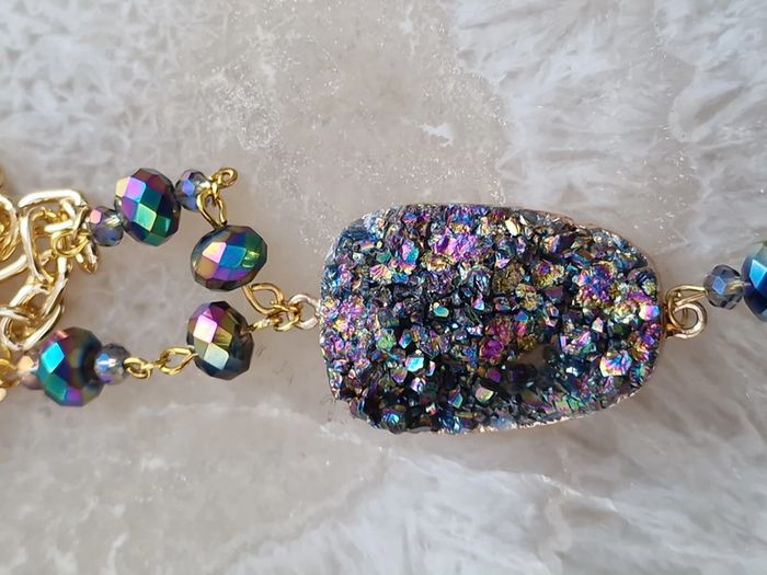 Collier Doré Pierre Agate Perles Cristal Multicolore - photo numéro 19