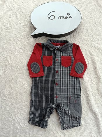 Combinaison sans pied à  carreaux Garçon 6 mois Un amour de PBoy 100% coton