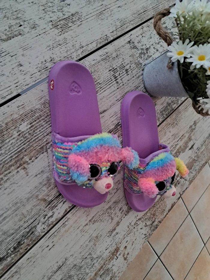 Sandales TY  Peluche à sequins Rainbow le caniche - photo numéro 3
