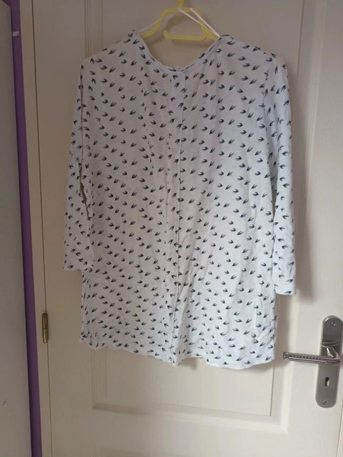 T-shirt blanc avec motif oiseau - photo numéro 2