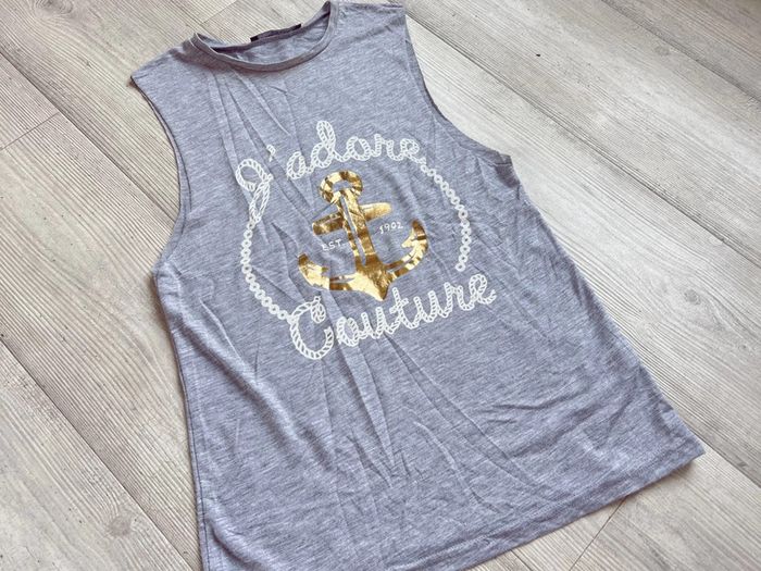 Débardeur gris avec dessin dorée femme Neuf