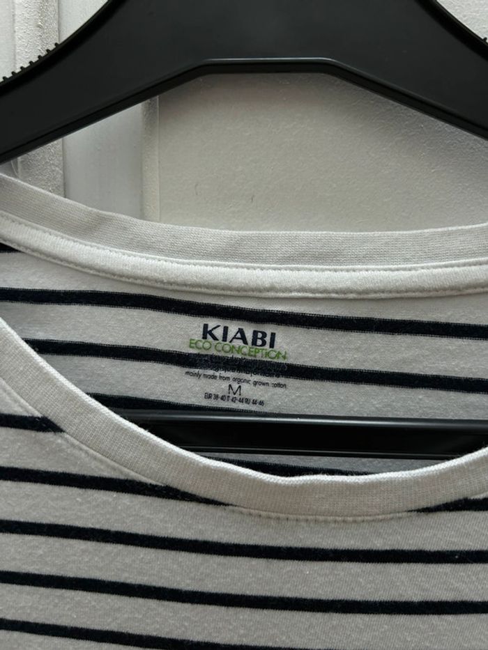 Tee shirt en coton ecoconception- baby love kiabi rayure blanc et bleu marine taille m - photo numéro 2