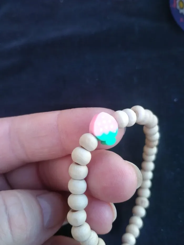 Bracelet Fille Perles Bois Fraise - photo numéro 2