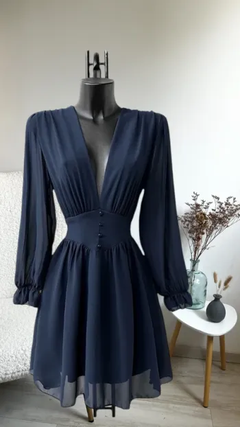 Robe midi bleu marine