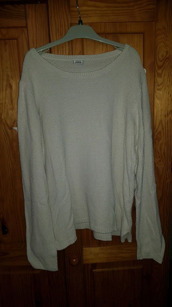 Pull beige/blanc