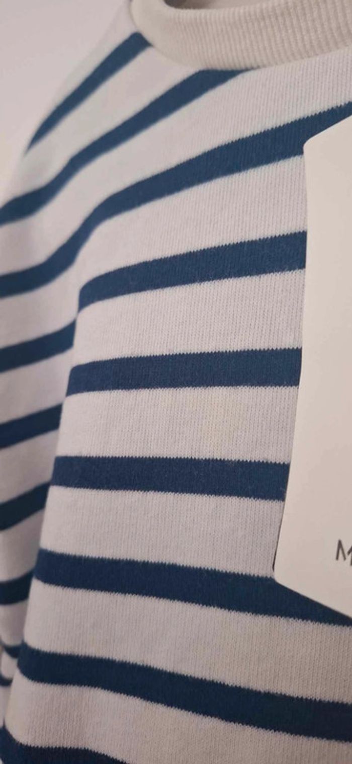 Sweat rayé beige & bleu marine - Marque Mango - Taille 5/6 ans - photo numéro 4