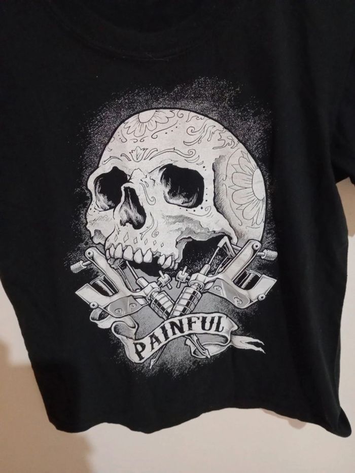 T-shirt 8 ans noir tête de mort c73 - photo numéro 2