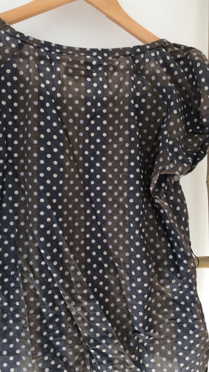 Petit haut blousant taille 36 beige et gris à pois - photo numéro 5