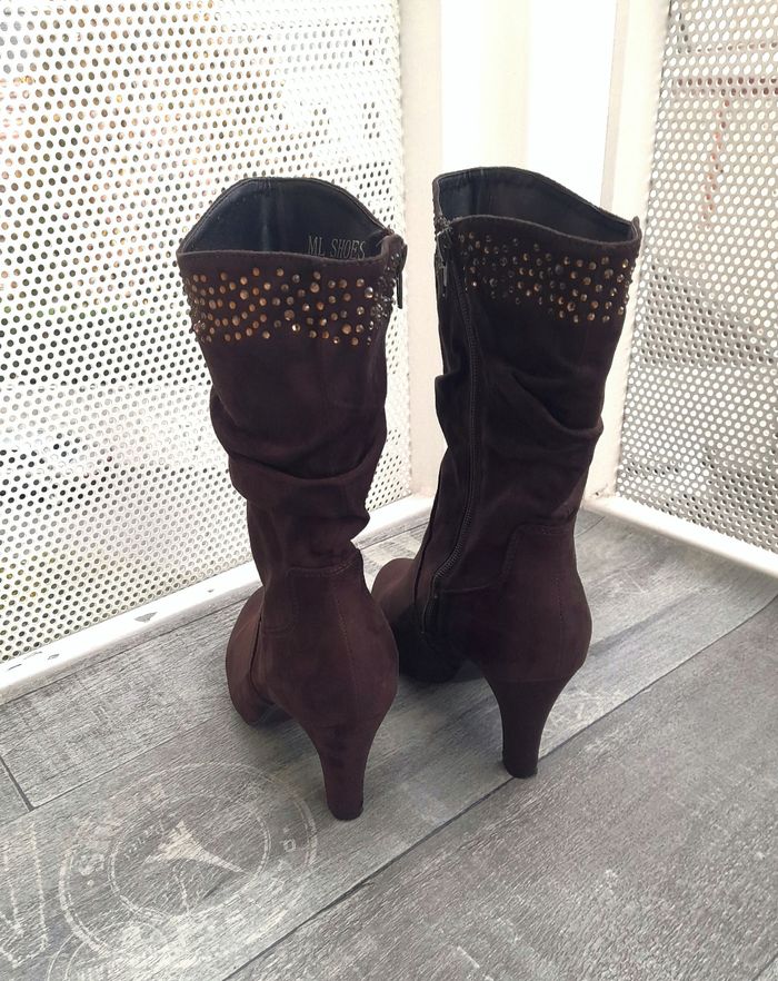 Bottes plissées mi-mollet Achat occasion Bottes (femme) Marron