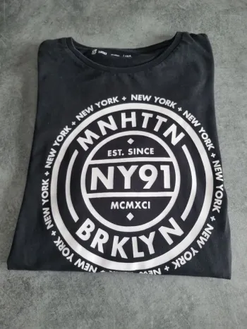 T-shirt à manches longues fille - Taille 16 ans - Gemo - Noir et blanc
