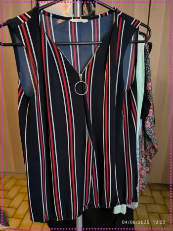 Blouse bleu/rouge