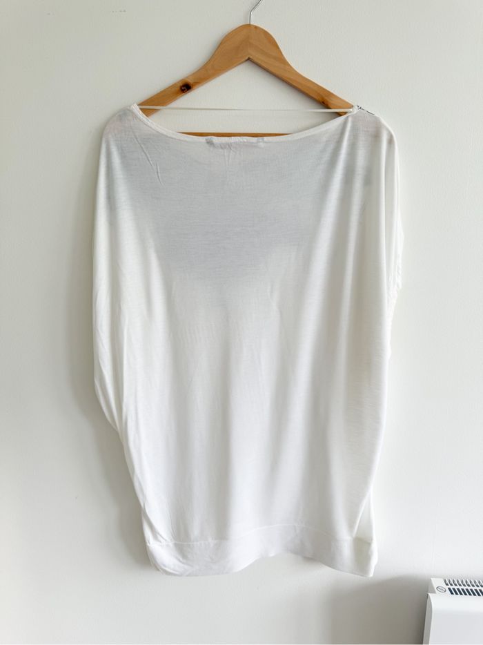 T-shirt manches courtes blanc à motifs tête de mort noir Tom tailor taille 38 M - photo numéro 3