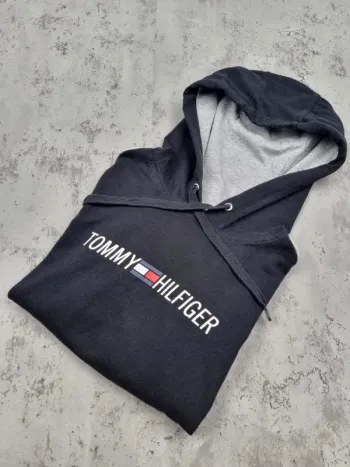 Sweat à capuche Tommy Hilfiger – Bicolore noir et gris – Taille S/36 Femmes