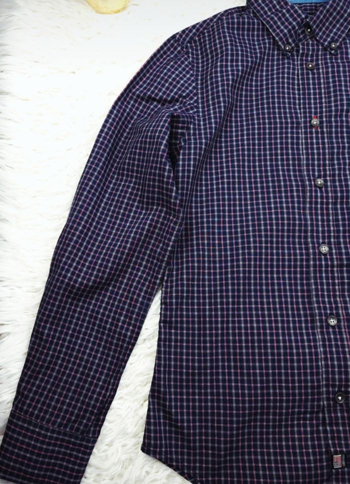 Chemise manches longues à carreaux Esprit US marine rouge et blanc Garçon taille 12 ans marque Complices 🎸 - photo numéro 5