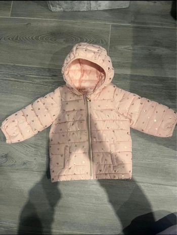 Doudoune rose à coeur mi saison 18 mois💓